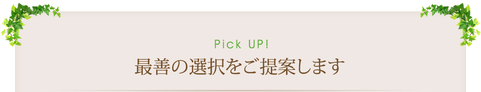 Pick Up！　最善の選択をご提案します